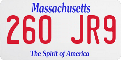 MA license plate 260JR9