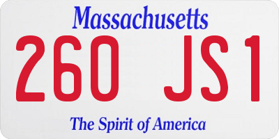 MA license plate 260JS1