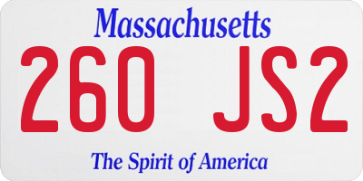MA license plate 260JS2