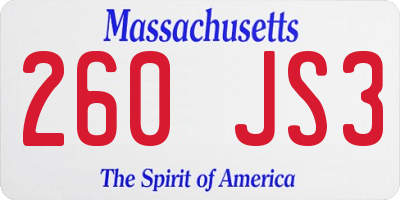 MA license plate 260JS3
