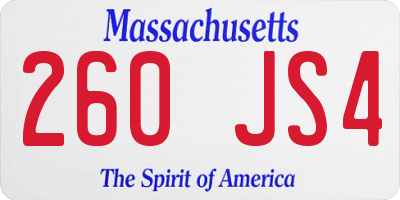 MA license plate 260JS4