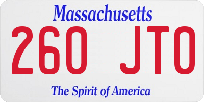 MA license plate 260JT0