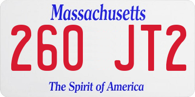 MA license plate 260JT2