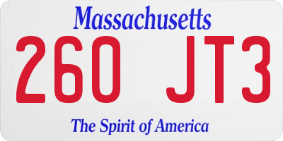 MA license plate 260JT3