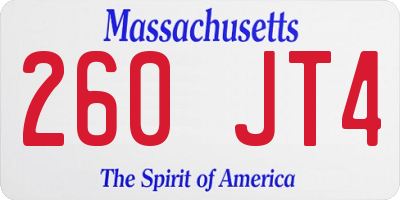 MA license plate 260JT4