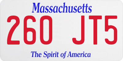 MA license plate 260JT5