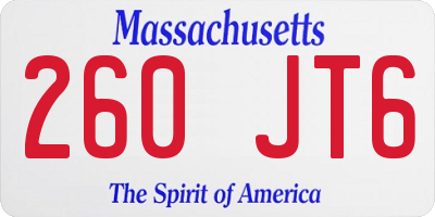 MA license plate 260JT6