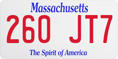 MA license plate 260JT7