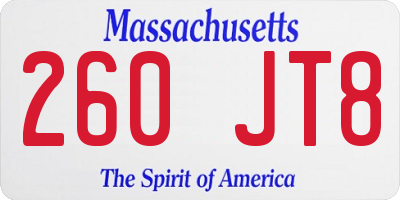 MA license plate 260JT8