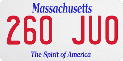 MA license plate 260JU0