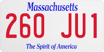 MA license plate 260JU1
