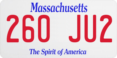 MA license plate 260JU2