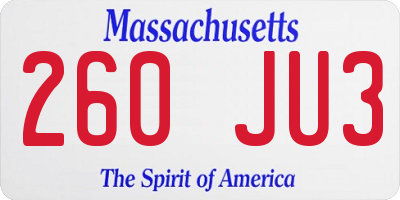 MA license plate 260JU3
