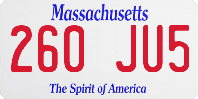 MA license plate 260JU5