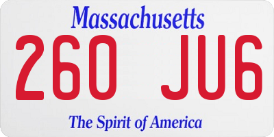 MA license plate 260JU6