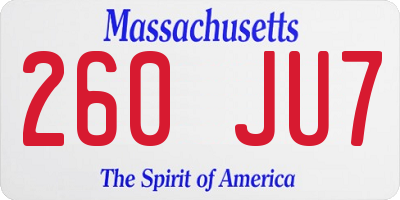 MA license plate 260JU7