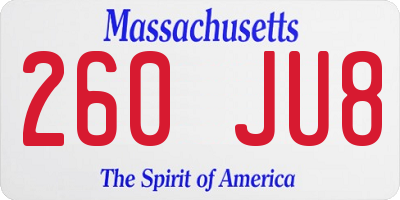 MA license plate 260JU8