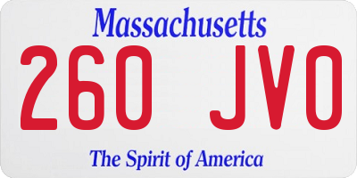 MA license plate 260JV0