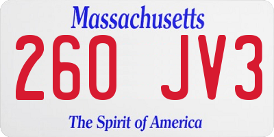 MA license plate 260JV3