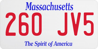 MA license plate 260JV5