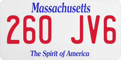 MA license plate 260JV6