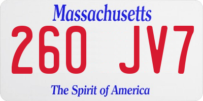 MA license plate 260JV7