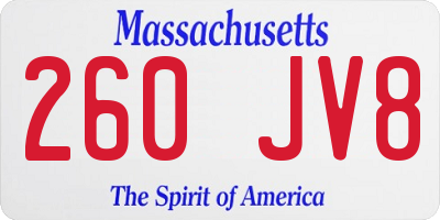 MA license plate 260JV8