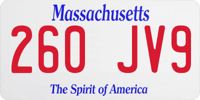 MA license plate 260JV9