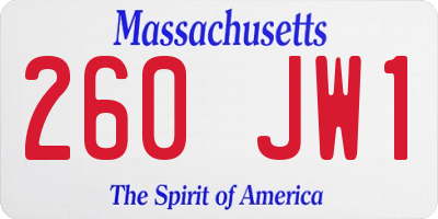 MA license plate 260JW1
