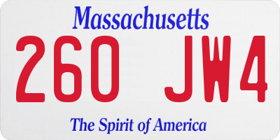 MA license plate 260JW4