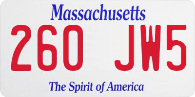 MA license plate 260JW5