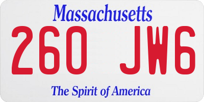 MA license plate 260JW6