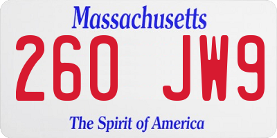 MA license plate 260JW9