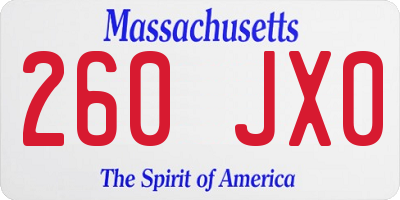 MA license plate 260JX0
