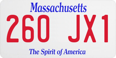 MA license plate 260JX1