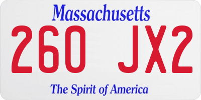 MA license plate 260JX2