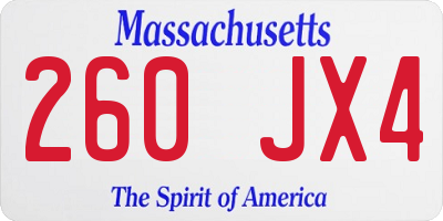 MA license plate 260JX4