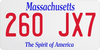 MA license plate 260JX7
