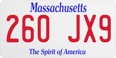 MA license plate 260JX9