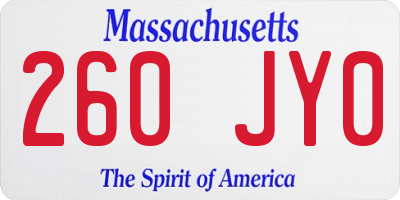 MA license plate 260JY0