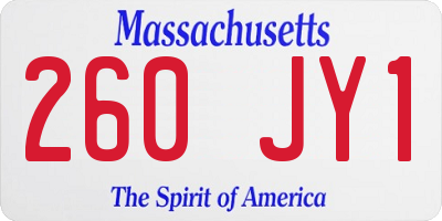 MA license plate 260JY1
