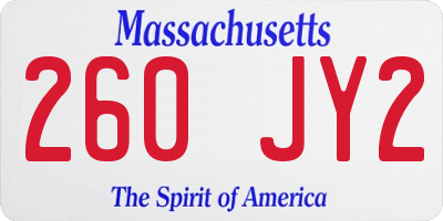 MA license plate 260JY2