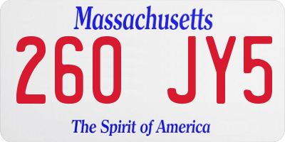 MA license plate 260JY5