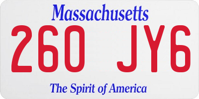 MA license plate 260JY6