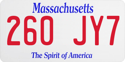 MA license plate 260JY7