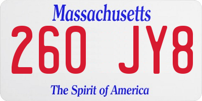 MA license plate 260JY8