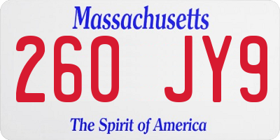 MA license plate 260JY9