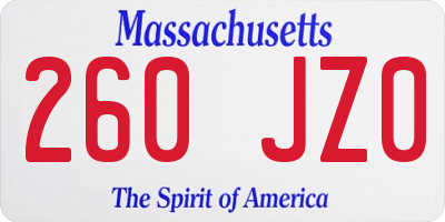 MA license plate 260JZ0