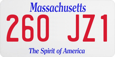 MA license plate 260JZ1