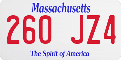 MA license plate 260JZ4